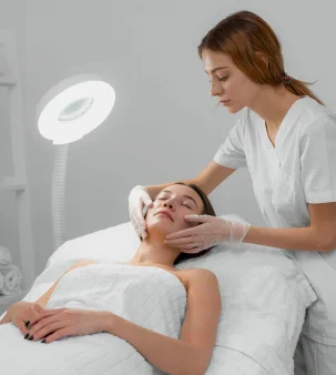 Detalhe do atendimento de estética facial em Cidade Nova, Belo Horizonte
